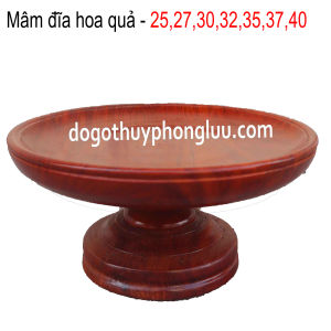 Mâm bồng đĩa gỗ nguyên khối đựng hoa quả thờ gỗ hương đá
