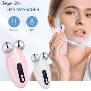 Hengfa Lina Microcurrent Face Roller Massager Face Lifting Machine 3D Facial Massage Roller Anti Wrinkle Tighten Skin Rejuvenation Skin Care