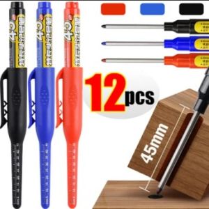 12-1Pcs 45mm Deep Hole Long Nib Head Markers Deep Drill Hole Long Nib Scriber Multifunction Mechanical Carpentry Colorful Marker Pen