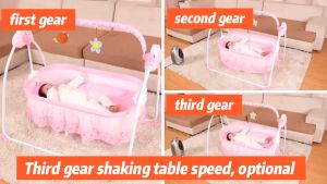 COD baby electric Rocking chair cradle baby music multi-function folding remote control 4 piece set