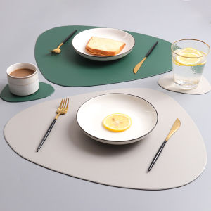 Nordic Style Waterdrop Leather Dining Mat Heat Resistant Pad Waterproof Oil Proof Luxury Home Use Tableware Cup Dish Mat