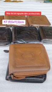 Ví Da Bò Có Khoá Kéo Tiện Lợi Cao Cấp - (95x115)cm- Bóp Da Bò Thật Nguyên Tấm Ngăn Đựng Rộng Rãi - BH 12 Tháng CỬA HÀNG DA BÒ