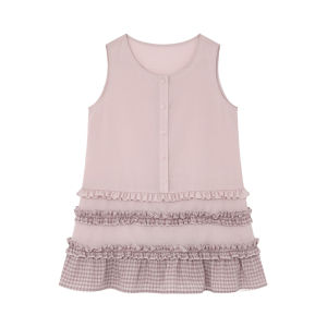 Ruffled Dot Layered Sleeveless Shirt