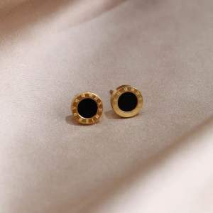 Anting tusuk bulat hitam BG titan
