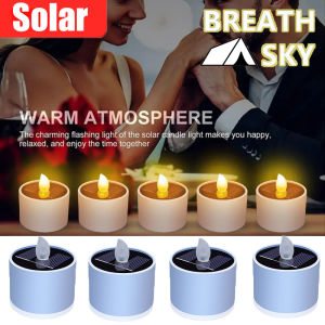 1/6PCS Solar Tea Light Candles Outdoor Waterproof Flameless Solar Tea Lights Candles for Party Garden Home Deco