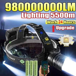 980000000LM Ultra Bright LED Headlamps High Power Headlights USB Rechargeable Head Torch for Outdoor Fishing Hunting Camping
