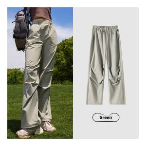 miiow | Cat Woman Outdoor Paratrooper Pants Women Summer Thin Sport Casual Wide Leg Pants 2025 New Ice Silk Quick Dry Workwear Trousers