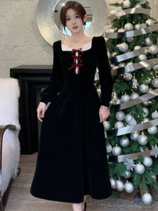 CHOUXIE | Special Occasion New Year Party Style French Velvet Dress