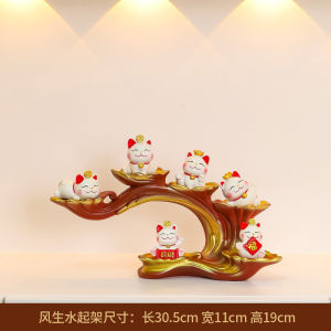 Creative Cat Attracting Wealth Decoration Cute Animal Style Desktop Display Synthetical Resin Material Moving New Year Gift