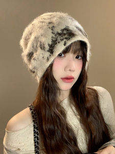 Korean Style Magazine Winter Knitted Large Circumference Turtleneck Warm Face Slimming Hat Street Style round Top Cap