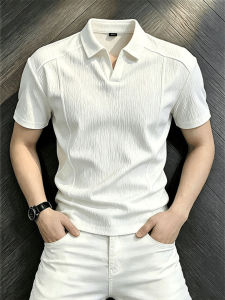 Textured Silky Slim Fit Polo Shirt Short Sleeve