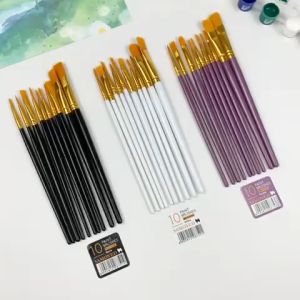 SAMOYED BRS-Y10 Kuas Lukis Cat Air / Akrilik / Minyak / Nilon / Watercolour / Acrylic / Oil Paint / Nylon / Round Flat Filbert / Painting / Artist Brush Set