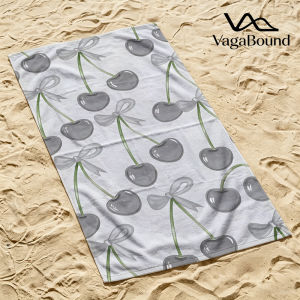 BILIBILI | Grey Cherry Bows Luxury Beach Towels Crafted from Combed Cotton Plush and Absorbent Beach Towel or Pool Towels
