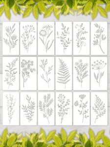18Pcs Reusable White Pet Waterproof Stencils Crafts Stencils DIY Art Scrapbook Set 2.95*5.9Inch Wall Rock Canvas Blackboard Hom