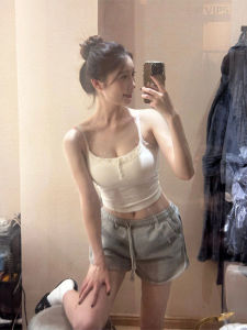 Áo Ba Lỗ Dệt Kim Modal Gợi Cảm Mùa Hè Áo Ba Lỗ Ngắn Cổ Chữ V Tay Ngắn Áo Khoác Ngoài Áo Ba Lỗ Bên Trong Áo Ba Lỗ Kiểu Pháp Pure Desire