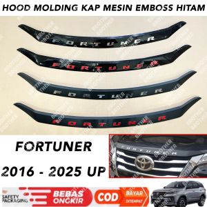 Hood Molding Fortuner 2016 2023 2024 2025 List Kap Mesin Hitam Emboss Merah Chrome Hitam