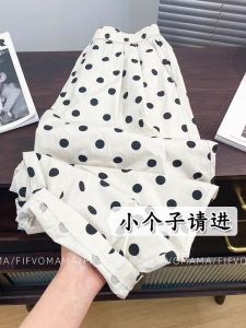 กางเกงฮาเร็มลายจุดเอวสูงทรงหลวมๆ สำหรับผู้หญิง กางเกงขายาวทรงหลวมๆ สไตล์ญี่ปุ่น ฤดูร้อน ทรงหลวมๆ ทรงหลวมๆ