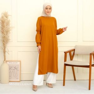 Tunik Wanita Polos Terbaru Kekinian Impor Tebal Baju Atasan Wanita Bahan Rajut JUMBO LD 110-120 Motif Polos Terbaru Tunik Premium Quality Import / Atasan Tunik Wanita Dewasa Lengan Panjang Murah / Baju Atasan Muslim Lengan Balon / Baju Atasan Muslimah