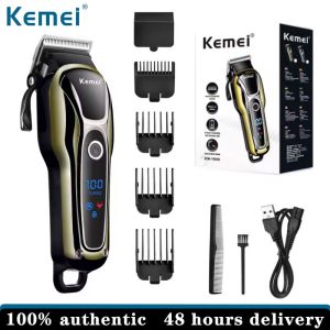 Kemei มืออาชีพ Clipper ผมชาร์จไฟผู้ชายไฟฟ้าคลิปเปอร์แอลซีดีไร้สายเครากรรไกร KM-1990