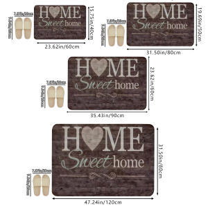 Thảm Chào Mừng VIKAMA Sweet Home Thảm Trải Sàn Bằng Vải Polyester Mềm Mại Cho Nhà Bếp Phòng Ngủ Phòng Khách Phòng Tắm - Phong Cách Hoạt Hình Trang Trí Nhà Cửa