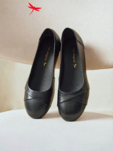 Reddragonfly | Womens Black Genuine Leather Soft Sole Comfortable Flat Shoes