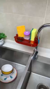 2 in 1 Kitchen Sink Basket Organizer Holder Drain Rack