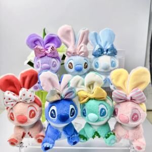 Disney 20cm Anime Figure Stitch Keychain Stitch Candy Series Plush Keychain Backpack Pendant Collectible Surprise Birthday Gifts