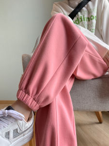 Pink Sport Pants Womens Spring Autumn Loose Harlan Pants Small Size Nine Points Casual Sweatpants High Waist Wide Leg