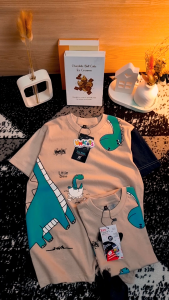 Kaos Anak Dino / Kaos anak Laki - Laki Dan Perempuan Dinosaurus / Pakaian Anak 3 Sampai 10 Tahun / Baju Anak Cream Gradasi Navy