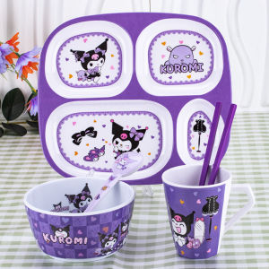 Cute Kuromi Dinner Plate Bowl Set Childrens Complete Dining Utensils Set Home Use High Aesthetic Value Affordable Price