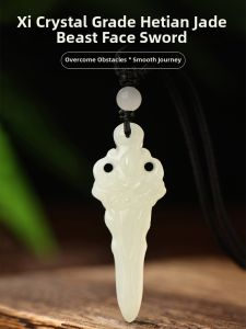 HUAKAIYUNDUO | Natural Hetian Jade Pendant Dorje Good Luck Charm Horse Year