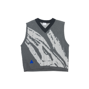 Roaringwild | Graphic Jacquard Wool Vest Grey