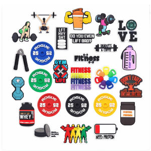 Funny Fitness Shoe Charms Gym Themed Silicone Clog Pins Deadlifts Protein Barrel Shoe Decor for Workout Lovers Party Favors