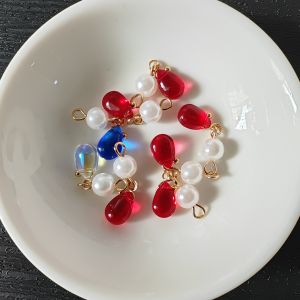 จี้หางปมคล้องหูทำมือ DIY ต่างหูแบบครึ่งสำเร็จรูป ลูกปัดหินเทียม เครื่องประดับหางปมแบบติดผม