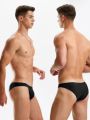 Black Hipster Narrow Edge Men's Swimming Trunks Triangle Half Sheath T-Shaped Swimming Trunks Bikini Sexy Tight Coquettish Big. 
