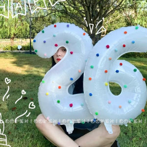 40-Inch Large Number White Balloon Aluminum Foil Outdoor Picnic Props Children Baby One Year Old Birthday Celebration Balloons