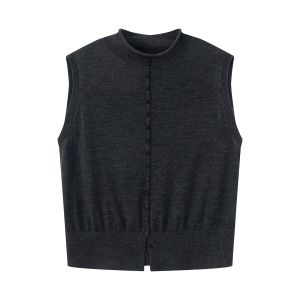 เสื้อสเวตเตอร์ถักแขนกุดผู้หญิงเออนิสันยามิฤดูร้อนปี 2025 เสื้อผ้าทำงานแบบสวมหัวคอตตอนเนื้อนุ่มสบายๆ