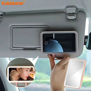 Kebidumei กระจกภายในรถแผ่นกระบังแสงกระจกแต่งหน้า LED สำหรับผู้หญิงสามารถชาร์จไฟเติมได้อเนกประสงค์กระจกเงาโต๊ะเครื่องแป้ง