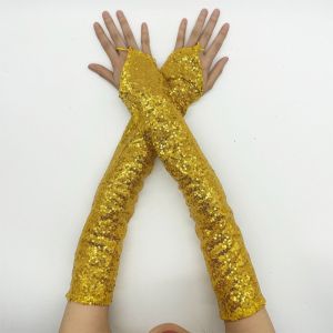 LINSBAYWU Fingerless Sequins Gloves Vintage Shining Dancing Gloves Fashion Gothic Performance Accessories Party Club