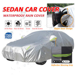 Car Cover PVC Car Body Cover Anti-UV Durable Waterproof Rain Dust Heat Protection Dust Resistant Penutup Kereta