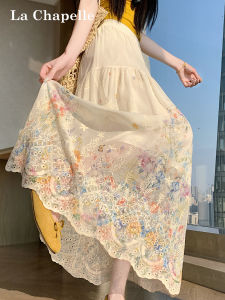 La Chapelle | Lace Heavy Work Embroidered Sheer A-Line Skirt