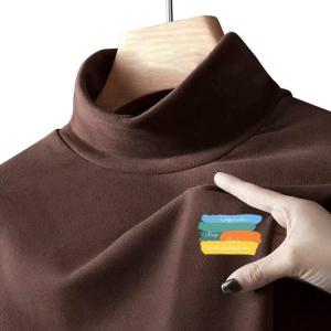 Double-Sided Dralon Turtleneck Bottoming Shirt Men Fall and Winter Fleece Lined Padded Warm Keeping Inner Wear Blouse Silm Light Business Long Sleeves