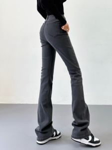 High Waist Flared Jeans Elastic Slimming Straight Leg Jeans Long Floor Length Pants Cotton Stretch Denim Bootcut Trousers