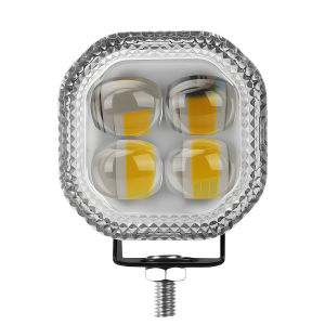 KEVANLY | 1/2PCS Motorcycle LED Spotlight 3570chip 4SMD with RGB Ring White Yellow Hi/Low Beam For Offroad ATV UTV RV work light 12-24V