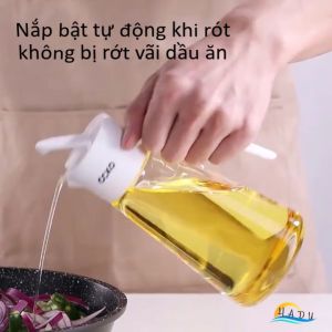 Bình Đựng Dầu Ăn Nắp Tự Động Mở Khi Nghiêng CCKO 550ml Chai Rót Dầu Thủy Tinh Borosilicate Chịu Nhiệt Vòi Chống Rò Rỉ Thao Tác 1 Tay Cao Cấp