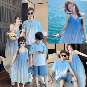 French Style Seaside Vacation Style Gradient Sling Mother-Daughter Matching Outfit Dress Summer New Arrival a Family of Three Four HAILANG Skirt