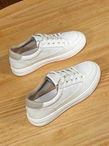 Leather Sneakers Womens Foot Slimming Trendy Breathable Flat Bottom Casual Shoes Versatile Comfortable Rubber Outsole