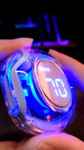 Wireless Bluetooth Earphone Transparent Colorful LED HiFi Noise Cancelling TWS Earphon Stereo Earbuds Headset Earfon Touch Control