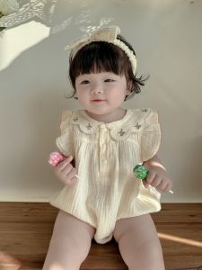 Korean Style Baby Girl Clothes Summer Thin Cute Princess Fashionable Baby Girl Romper Cotton Polyester Material No Sleeve