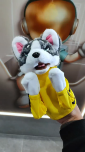 Kong fu dog fighting hand puppet Husky Boxing punching action sound effect prank toy tease pet boneka tangan kanak kanak